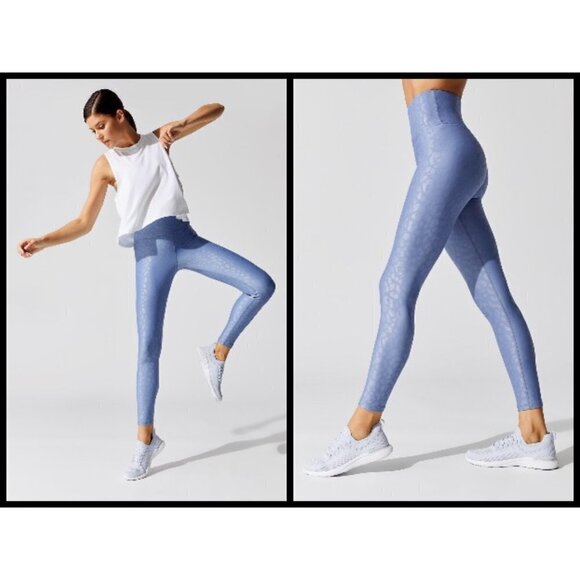 💕CARBON38💕 Leopard Takara Shine Legging ~ Blue - Picture 1 of 14